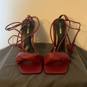 Fashion Nova burgundy lace up heels